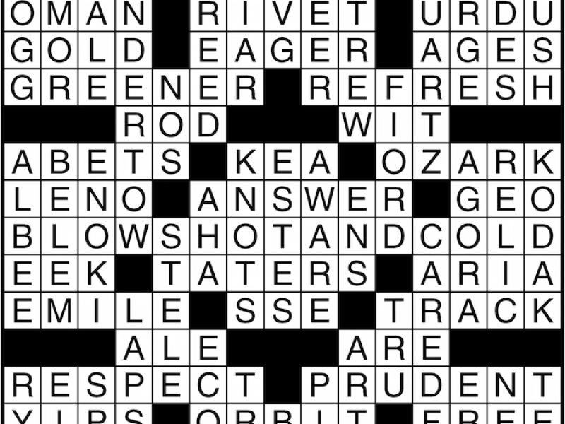 Celebrity Crossword Puzzles Answers