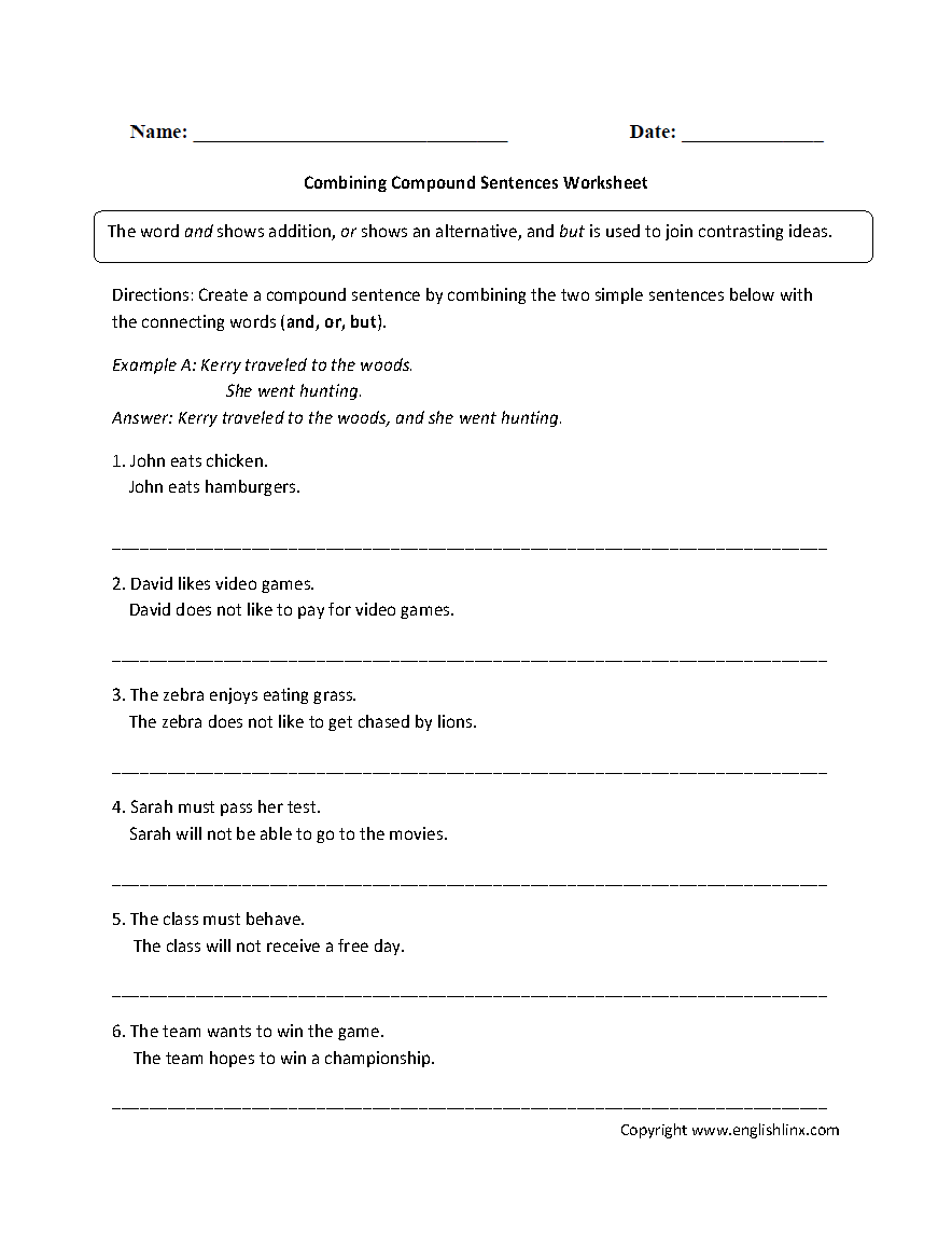 Combining Sentences Worksheet Multiple Choice