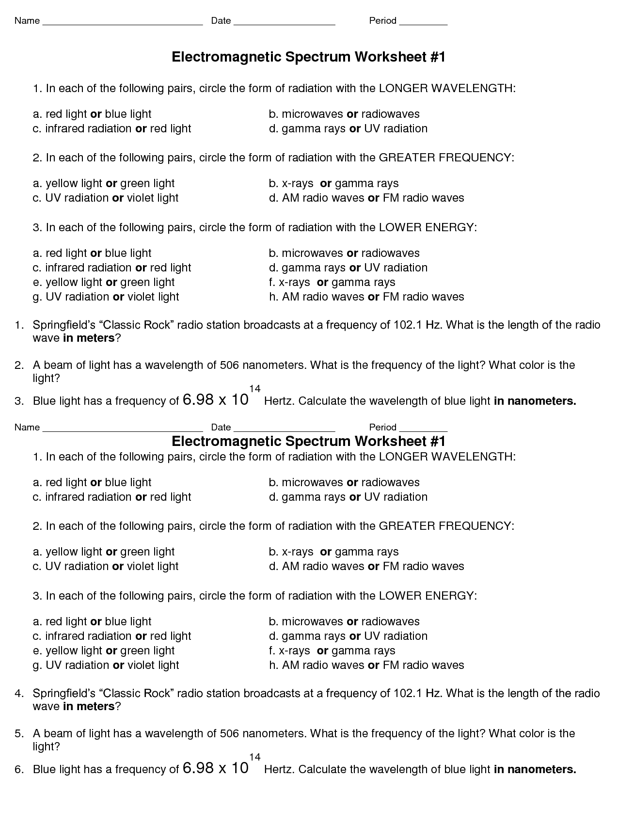 12 Best Images of Science Worksheets With Answer Key - Electromagnetic