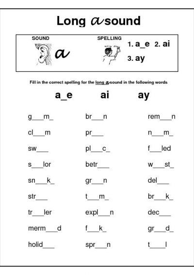Long Vowel Sounds Printable Worksheets