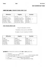 Past and Present Tense Worksheets