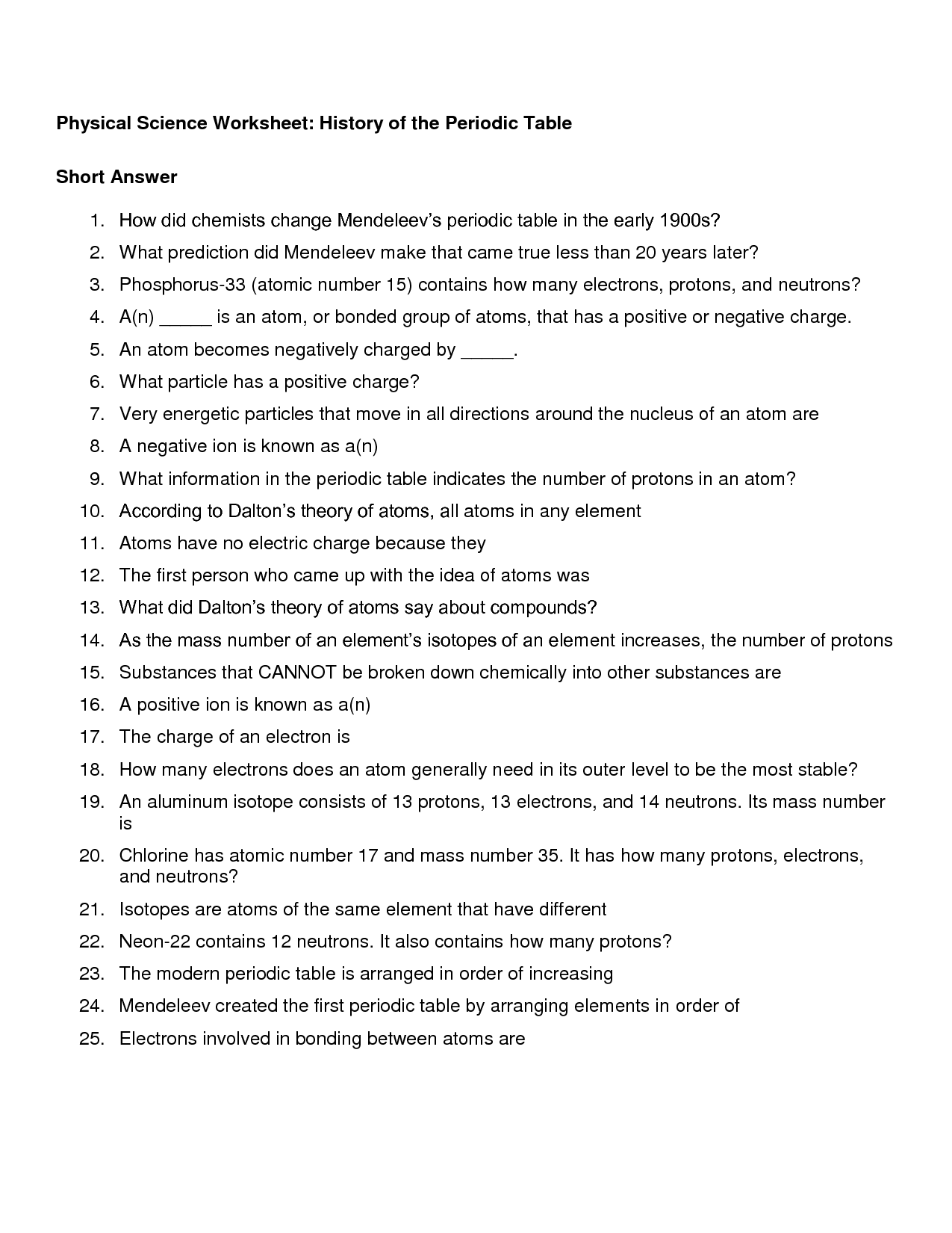 12 Best Images of Science Worksheets With Answer Key