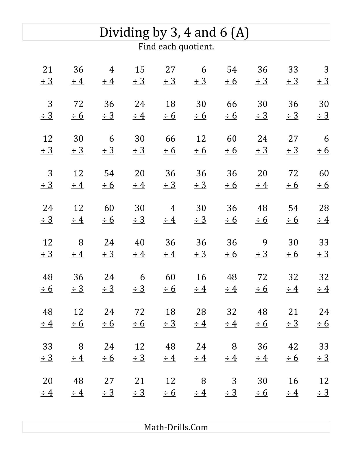 Printable Division Worksheets Grade 4 Math