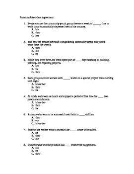 pronoun antecedent agreement worksheet with answers