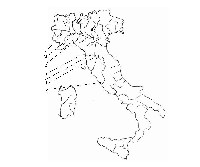 Blank Map of Italy with Rivers