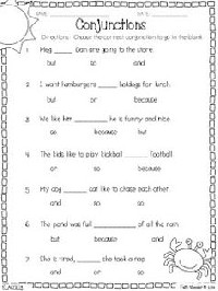 Conjunction Worksheets 1st Grade