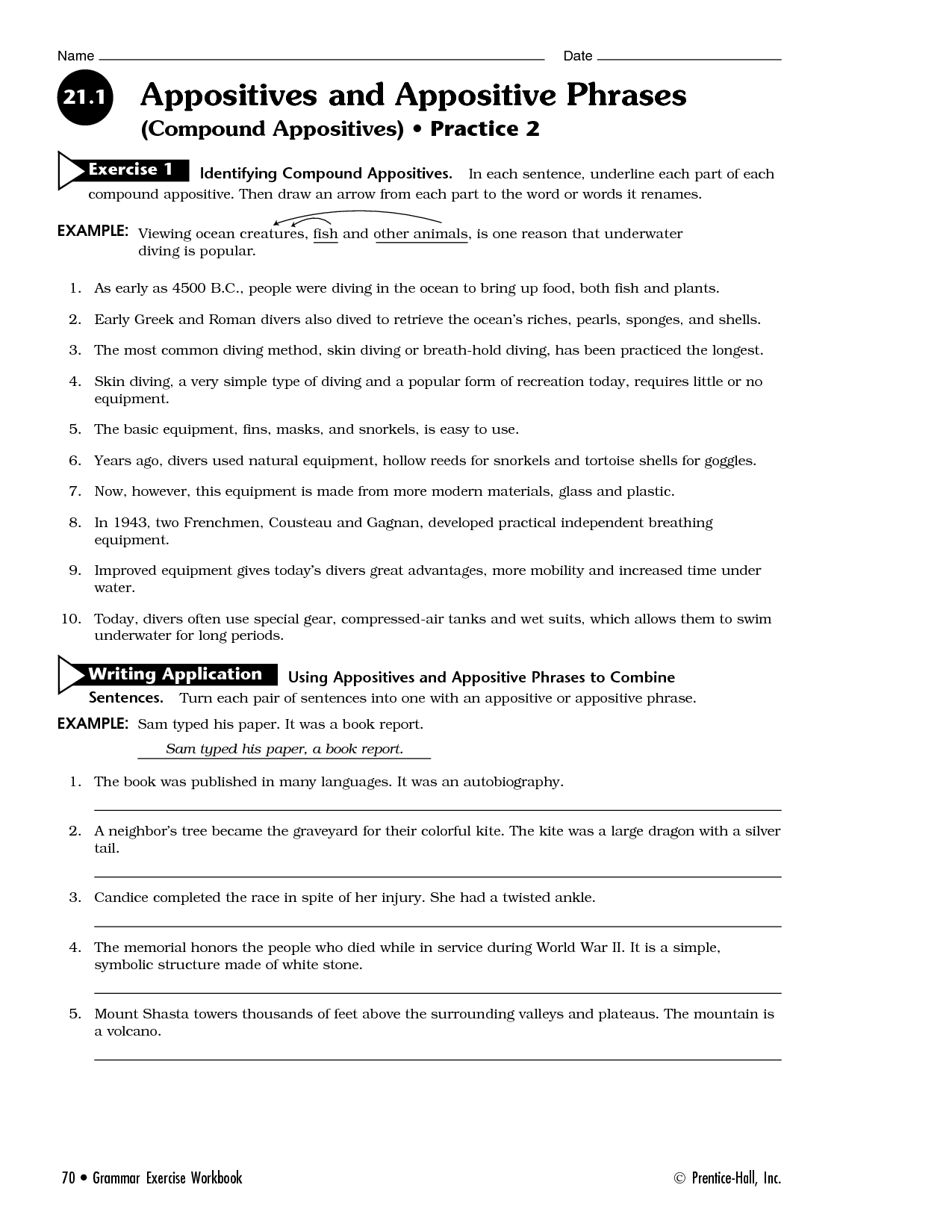 Appositive And Participial Phrases Worksheet