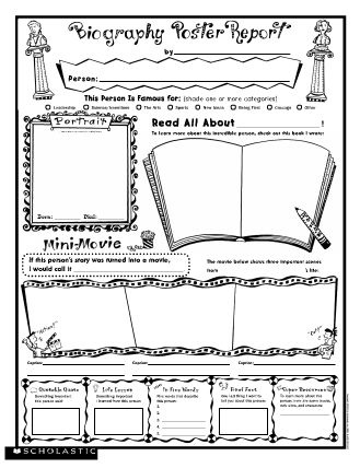 Biography Book Report Template for Kids