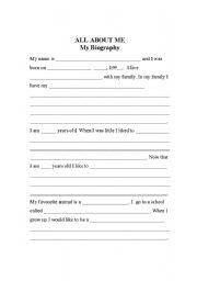 Biography Templates for Elementary Students