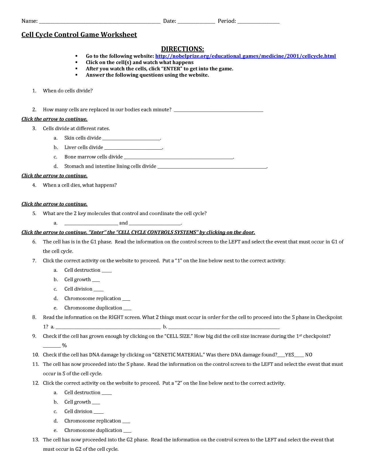 18 Best Images of Cell Cycle Worksheet  Cell Cycle Worksheet Answers, Cell Cycle Worksheet 