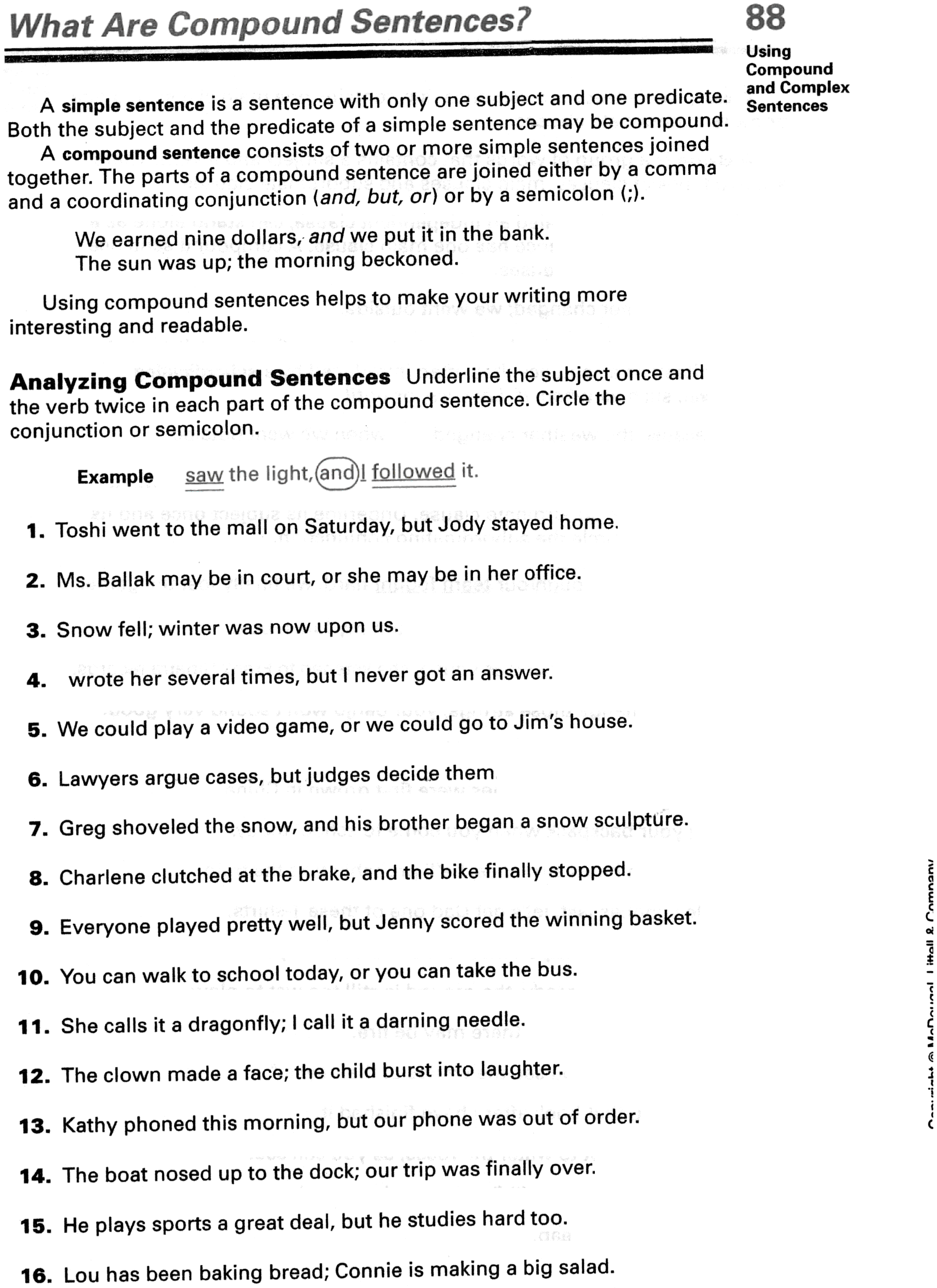 Creating Complex Sentences Worksheet