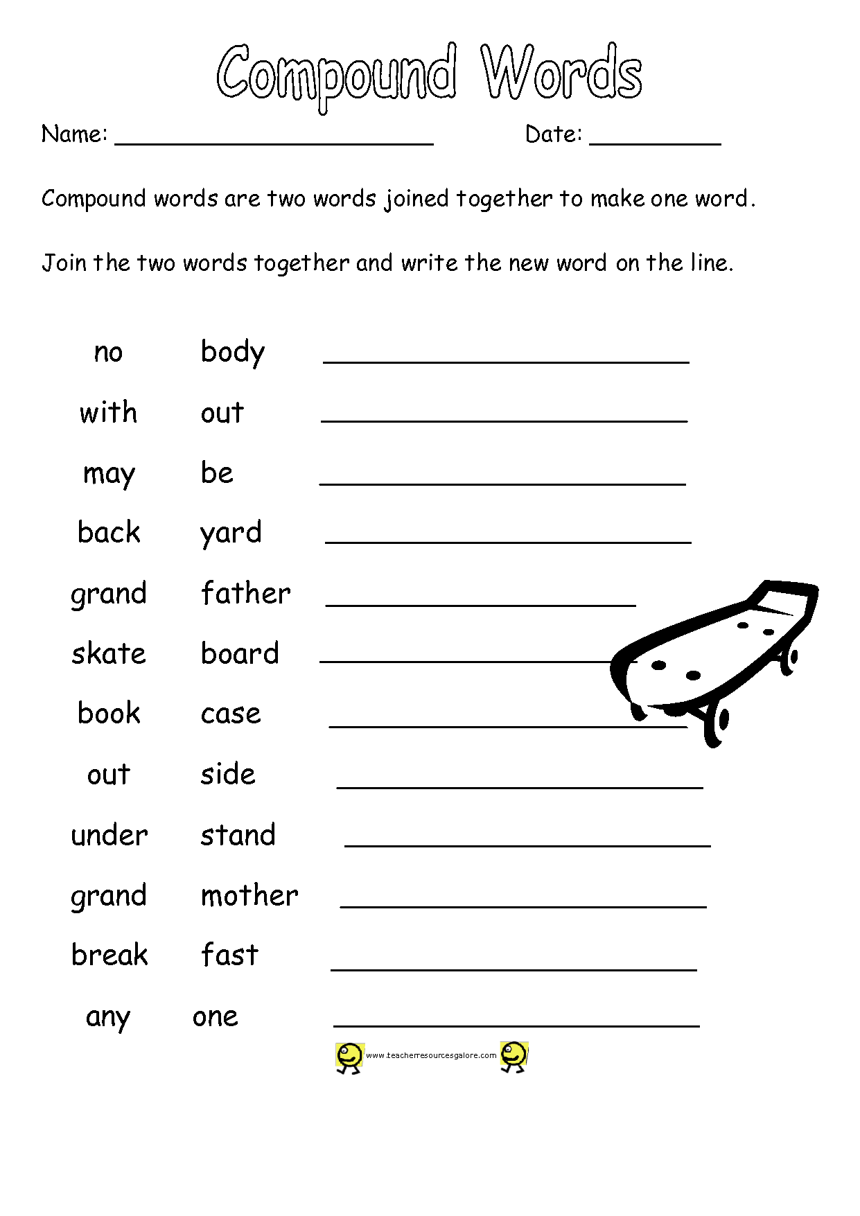 8 Best Images Of Printable Compound Word Worksheets Free Printable