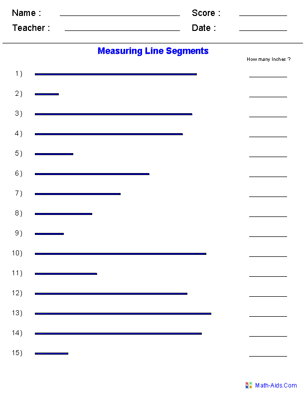 Measure Line Segments Worksheets