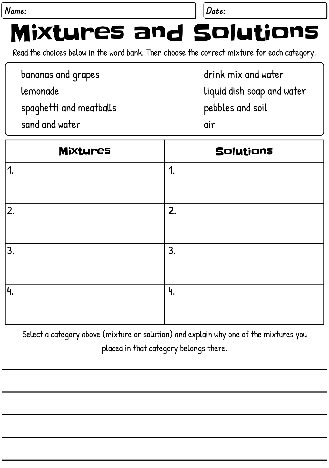 11 Best Images of 5th Grade Science Mixtures And Solutions Worksheets  Mixtures and Solutions 