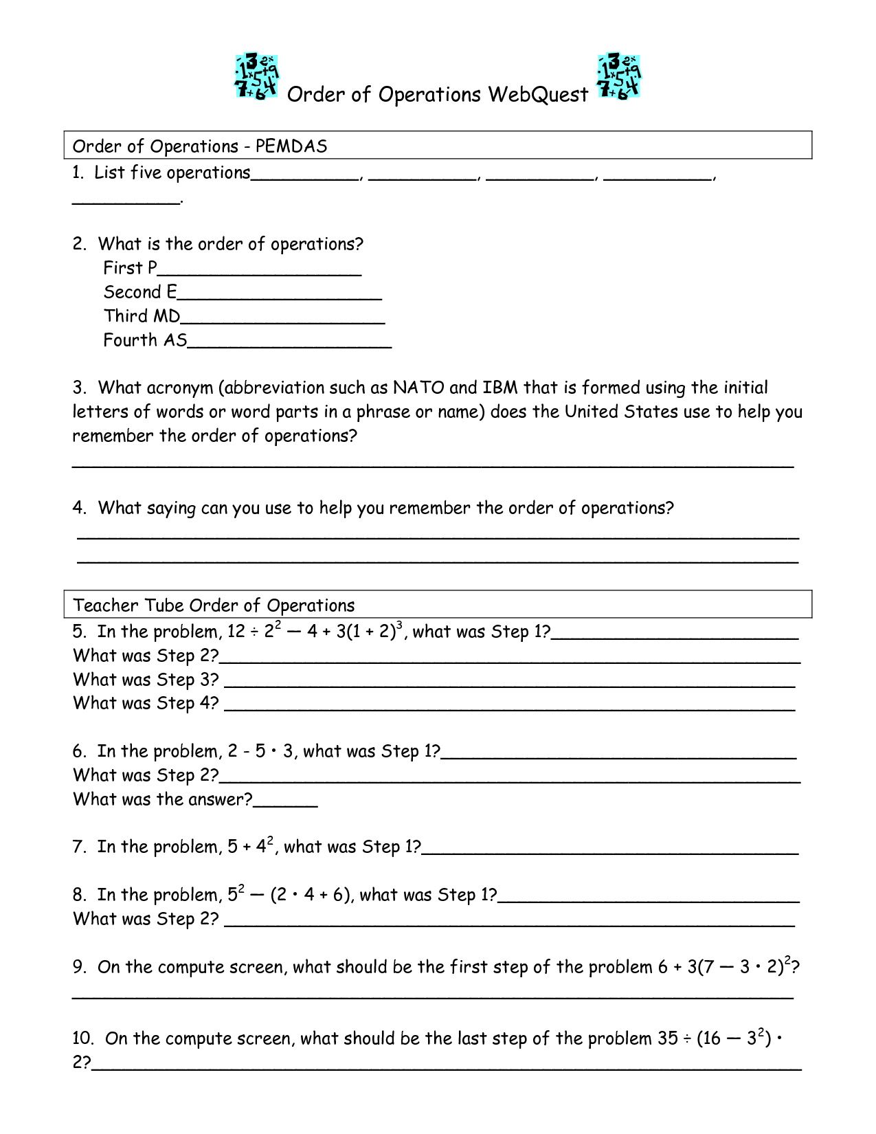 12 Best Images of PEMDAS Problems Worksheet - Parentheses Math