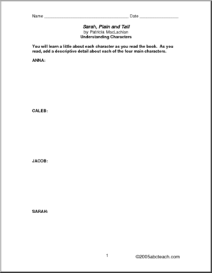 Sarah plain and tall book report template