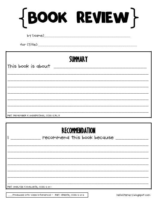 1st grade book report printables