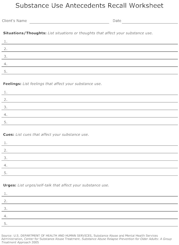 19 Best Images of Relapse Prevention Plan Worksheet Printable - Relapse