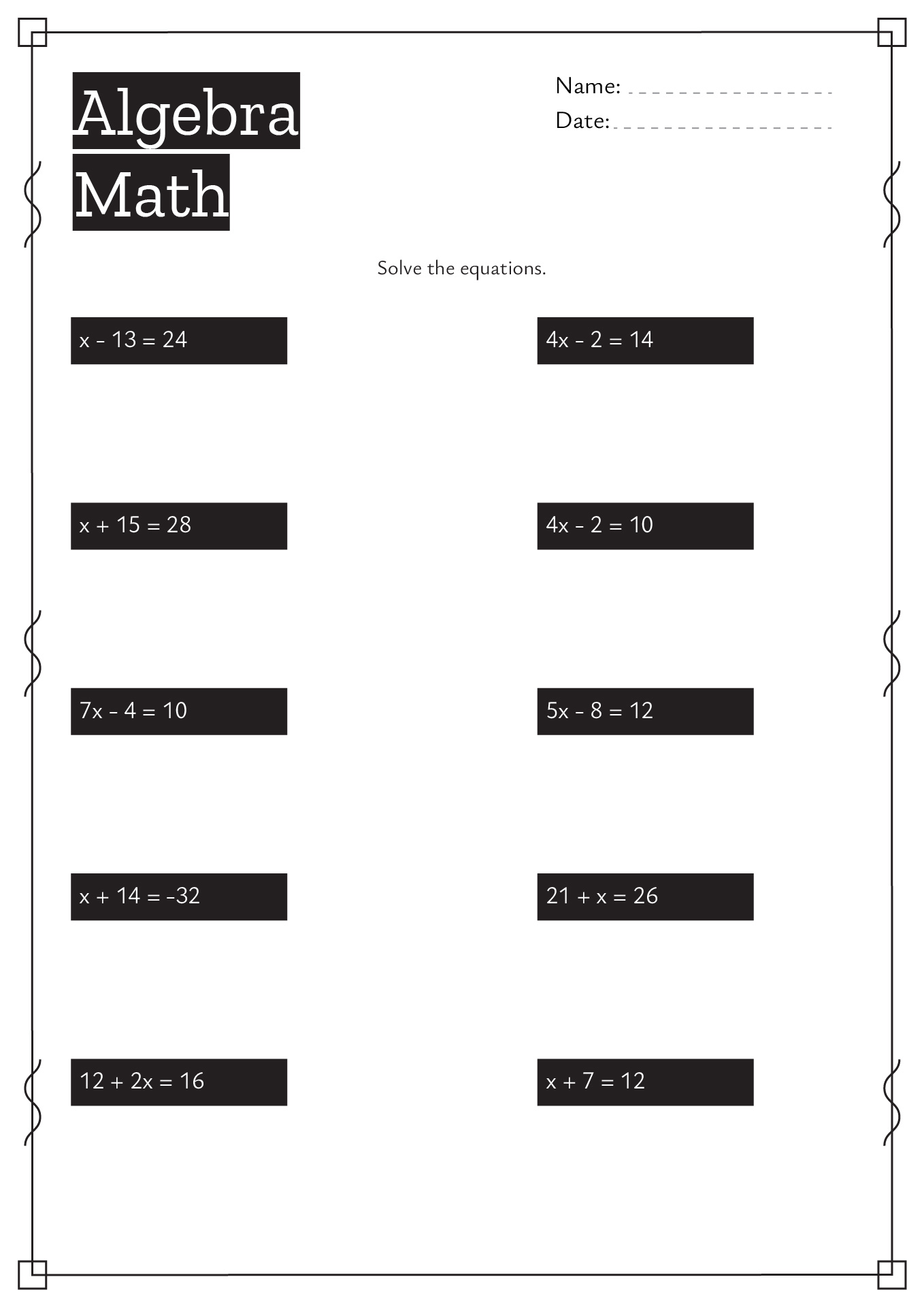 Algebra 1 Factoring Worksheet