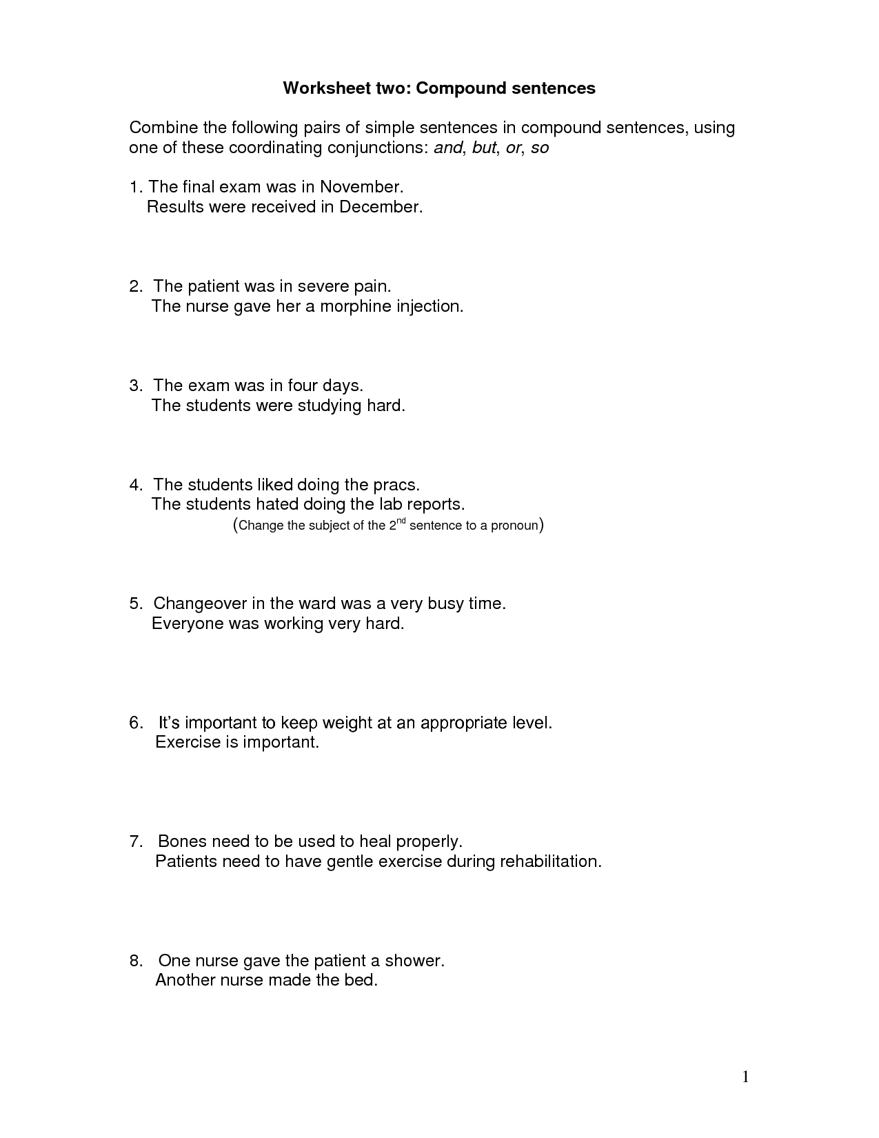 Simple Compound Complex Sentences Worksheet