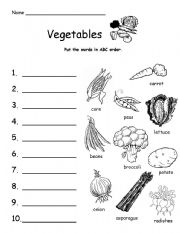 Fruit and Vegetable Worksheets