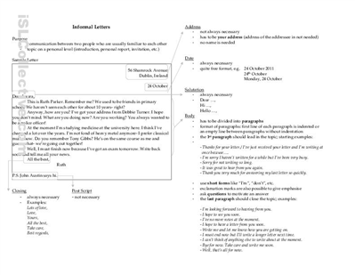 igcse informal letter writing samples