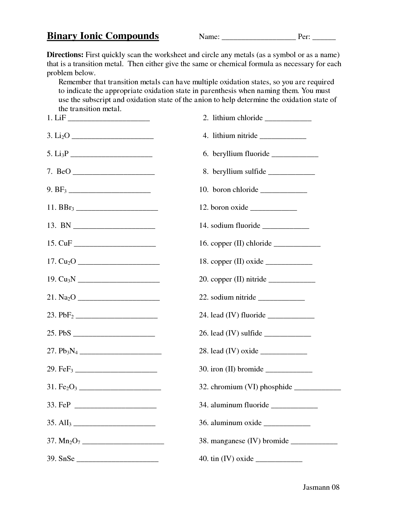 15 Best Images of Naming Compounds Worksheet Key  Practice Naming Ionic Compounds Worksheet 