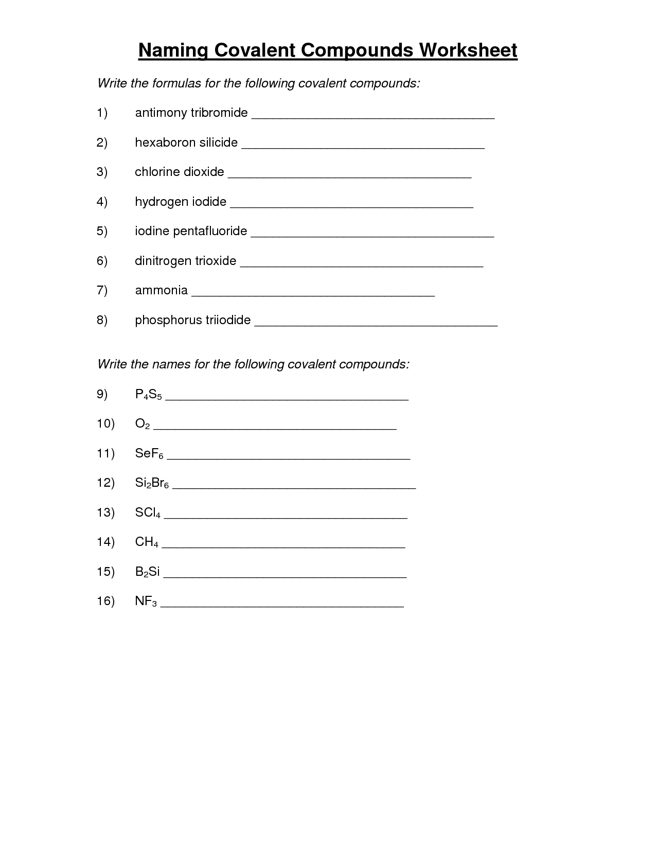 15 Best Images of Naming Compounds Worksheet Key  Practice Naming Ionic Compounds Worksheet 