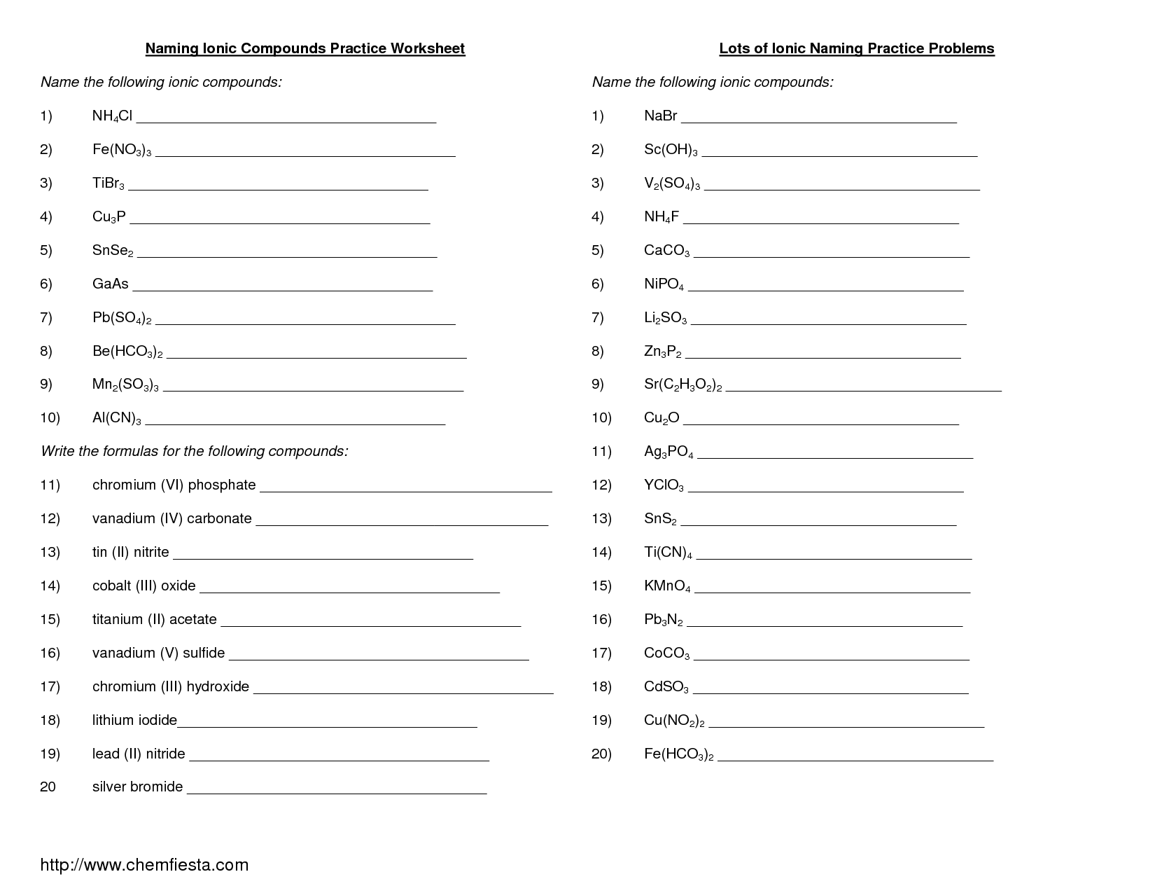 15 Best Images of Naming Compounds Worksheet Key  Practice Naming Ionic Compounds Worksheet 