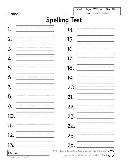 Paper Their Test Words Way Spelling