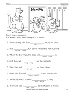 Past Tense Verbs Worksheet Grade 1