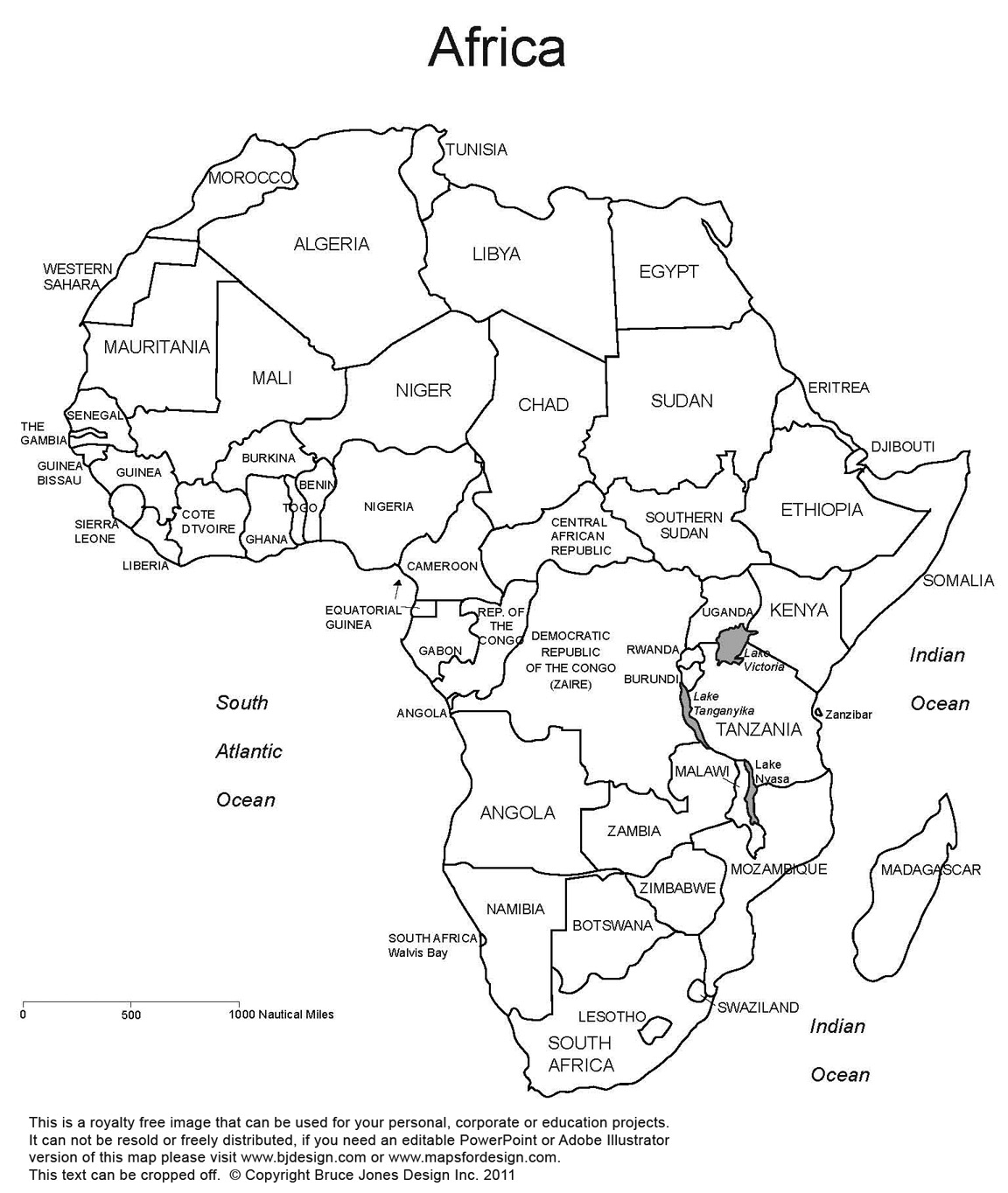 Printable Blank Map of Africa with Countries