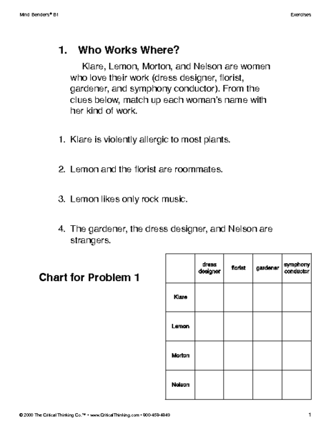 Critical thinking worksheets pdf