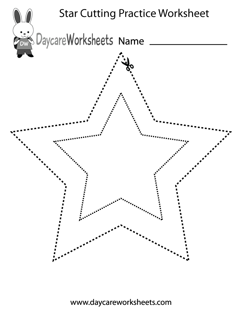 Stars Preschool Cutting Worksheet