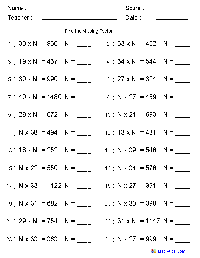 3 Factor Multiplication Worksheets