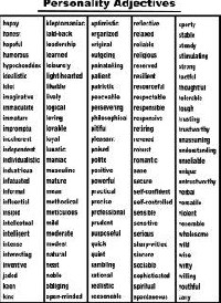 Personality Adjectives Word List
