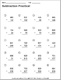 Triple-Digit Subtraction Worksheets