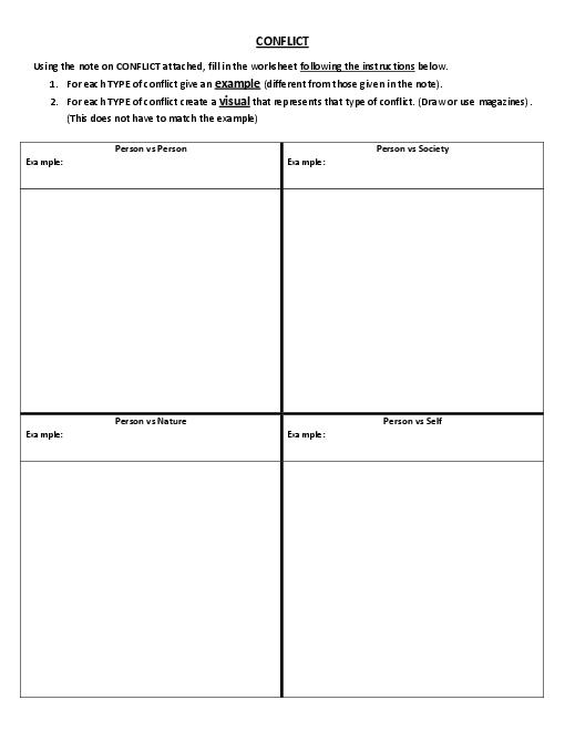 Types Of Conflict Worksheet