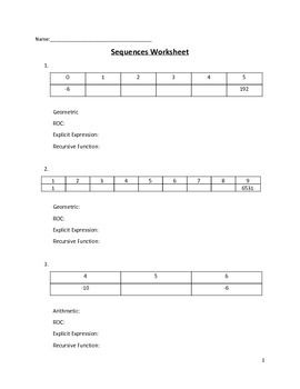 9 Best Images of Arithmetic Recursive And Explicit Worksheet  Arithmetic and Geometric 