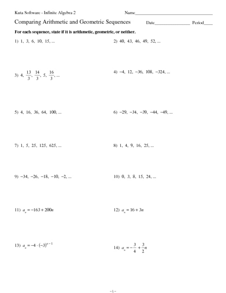 9 Best Images of Arithmetic Recursive And Explicit Worksheet  Arithmetic and Geometric 