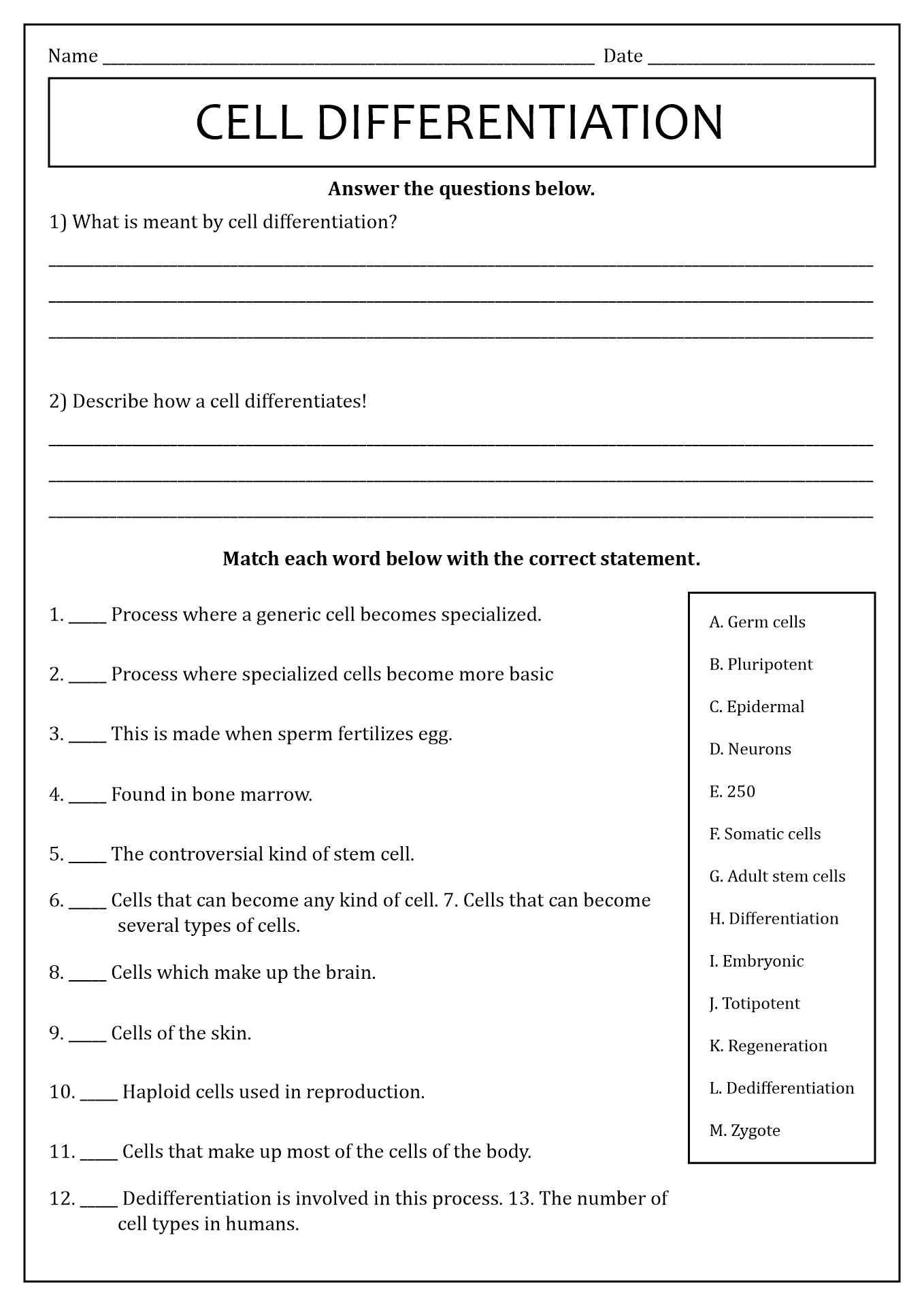 15 Best Images Of Cell Vocabulary Worksheets Cell Parts Matching