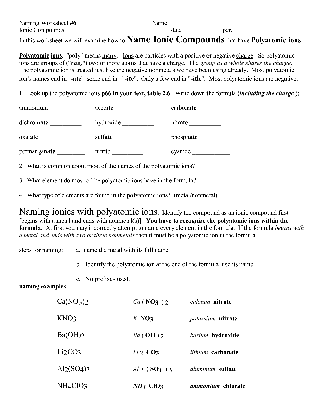 11 Best Images of Naming Molecular Compounds Worksheet Answers Binary