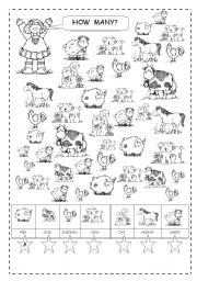 Counting Animals Worksheet