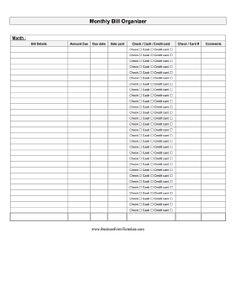  Printable Bill Organizer Form