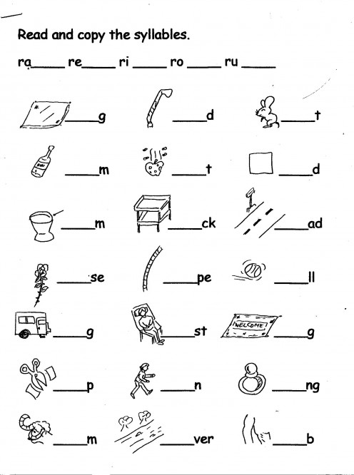 Syllable Worksheet For Kindergarten