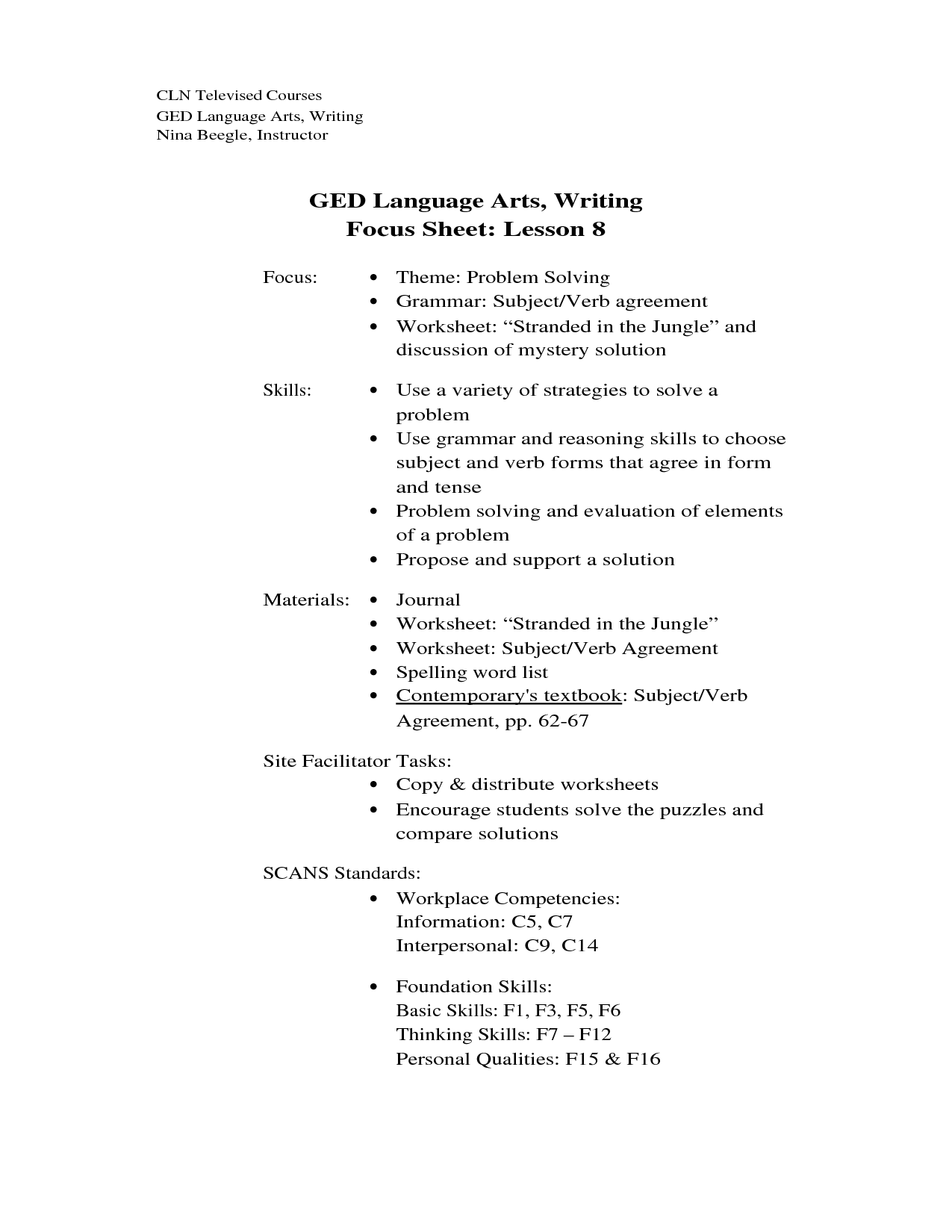 Ged English Grammar Worksheets