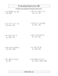 13 Best Images of Evaluating Expressions Worksheets 7th Grade - Math