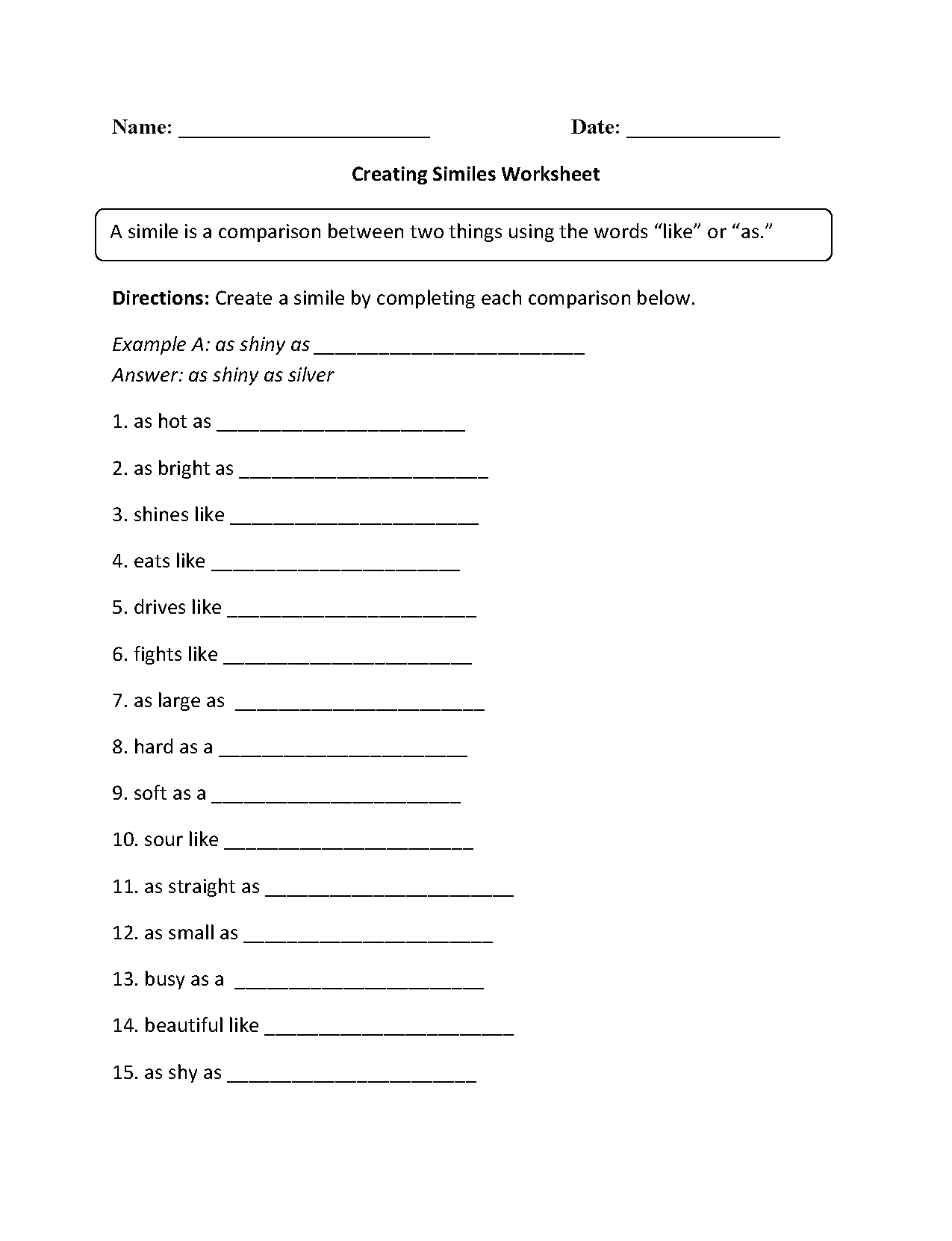 simile and metaphor worksheets - DriverLayer Search Engine