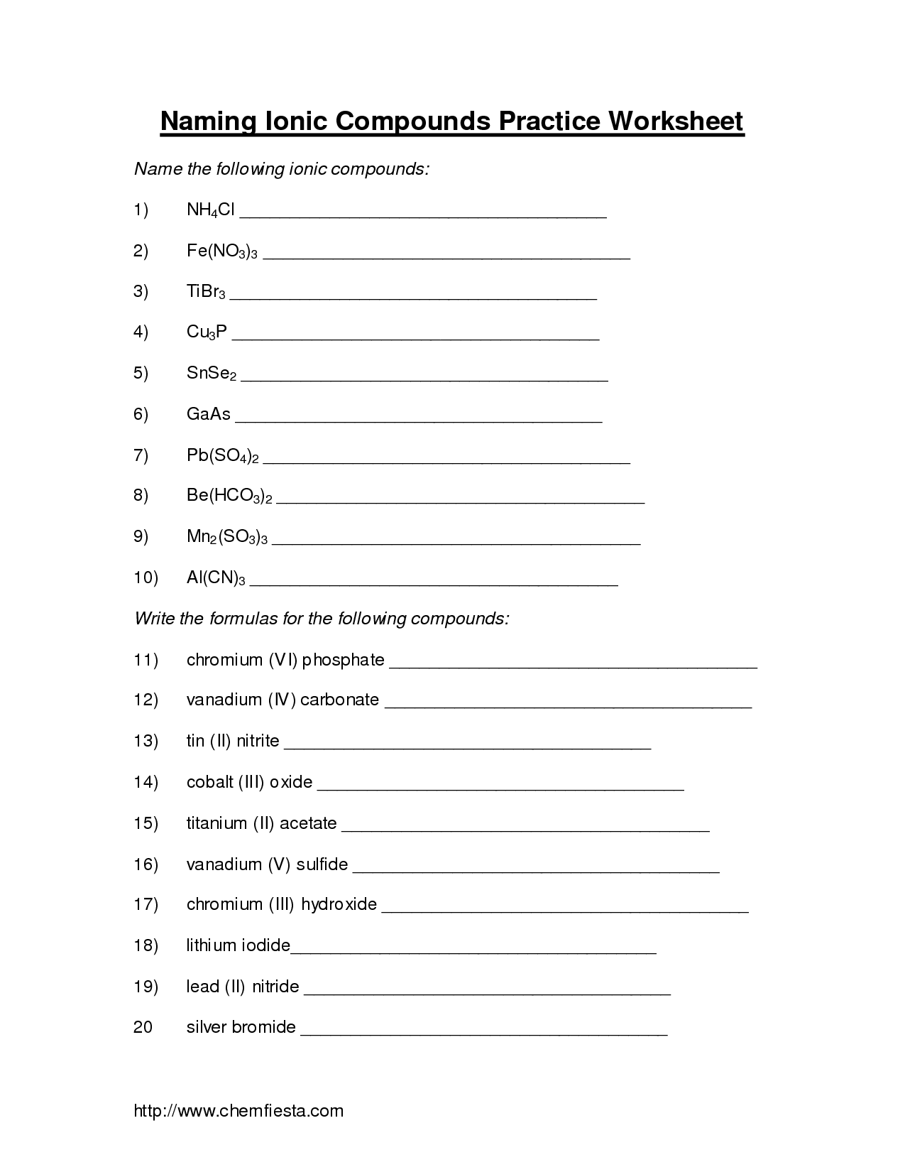 11 Best Images of Naming Molecular Compounds Worksheet Answers - Binary