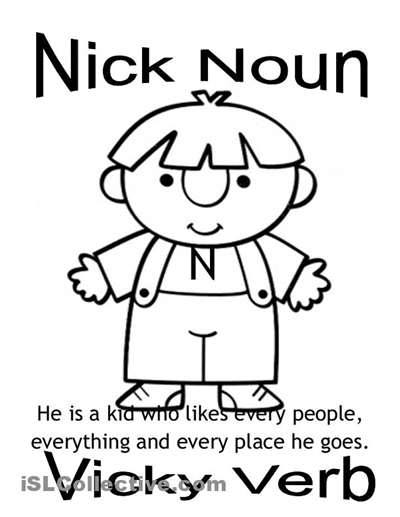 Noun and Verb Coloring Pages